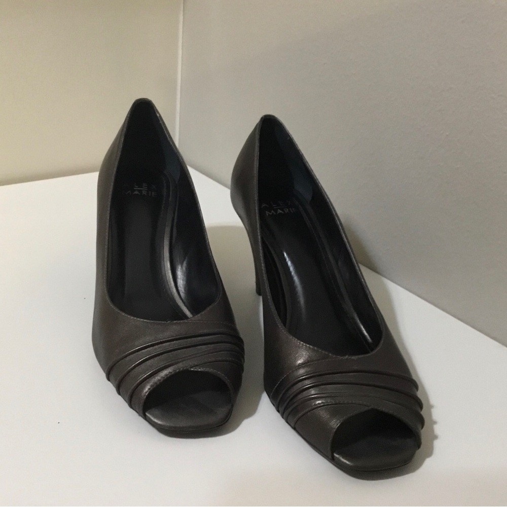 Alex Marie Bronze Peep Toe Pumps